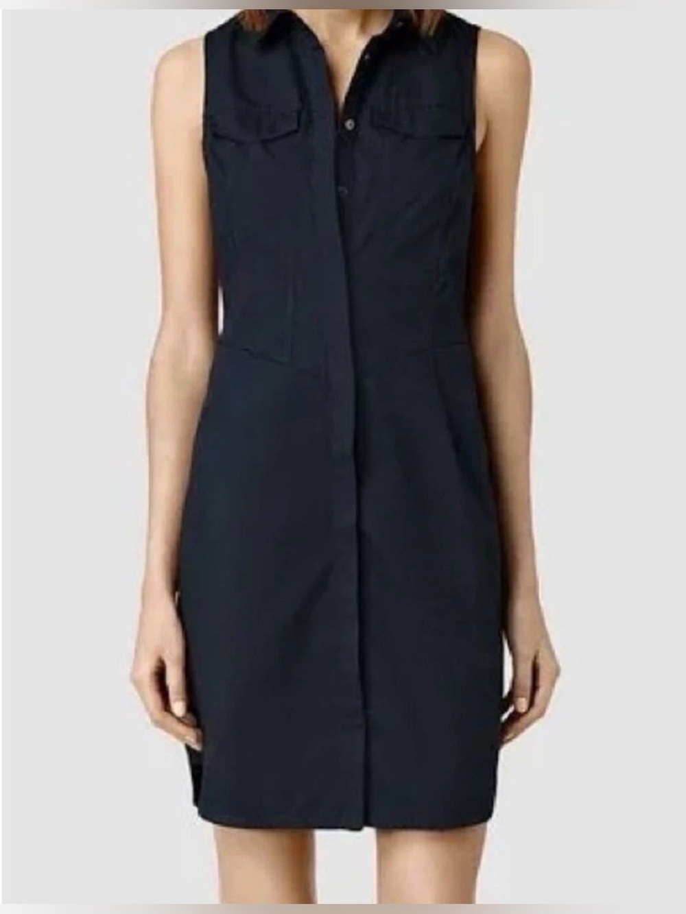 All Saints Aimee Sleeveless Shirt Dress - Classic Dress in Blue Women’s Size 4